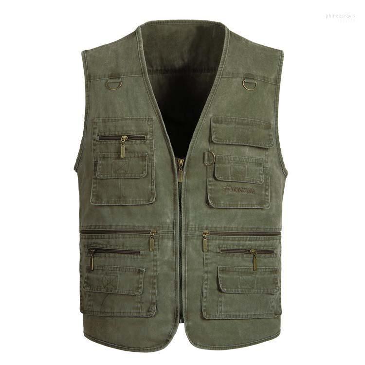 

Men's Vests Man Multi-pocket Plus Size Fathers Pography Waistcoat Winter Camera Sleeveless Working Uniform VT-041 Phin22, Dark grey