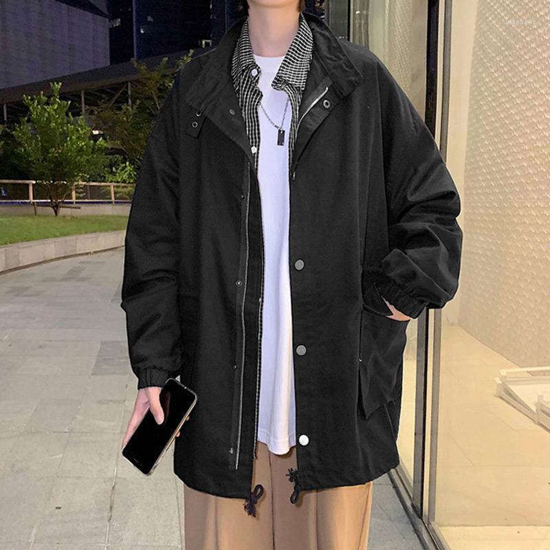 

Men's Jackets Pure Color Ins Retro Tooling Jacket Male Korean Version Of The Autumn Tide Brand Student Loose Casual Wild Bf Shirt, Black