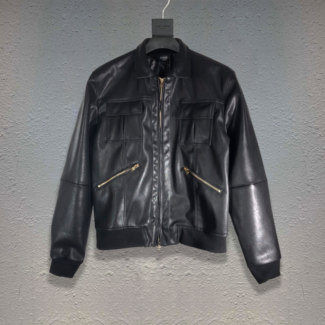 

High Street Men High-end Slim Fit Black Zip Biker Jacket Hip Hop Casual Outwear Mens Fashion Clothing Trends Jacket