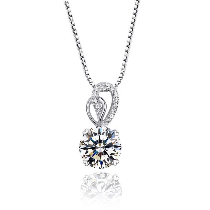 

Pendant Necklaces 2Ct Lab Diamond Necklace For Women Friend Gold Chain Clear Zircon Female Cute Jewlery