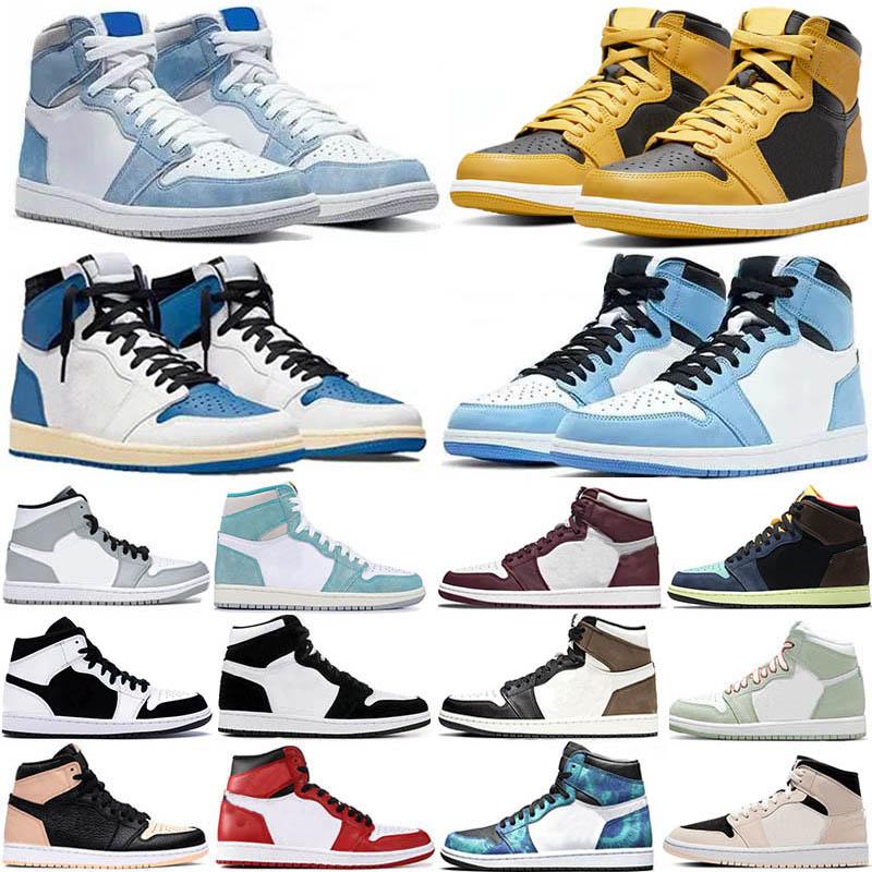 

Jumpman 1 Men basketball shoes 1s High OG Chicago royal toe black metallic gold Blue green black UNC Patent mens women Sneakers trainers 36-47, 31