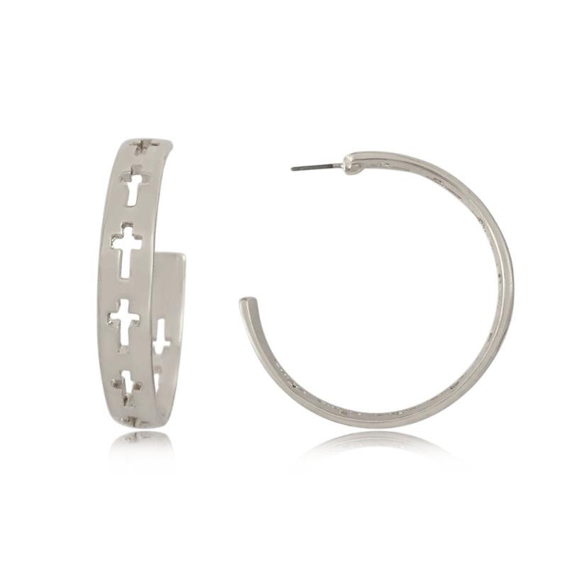 

Hoop & Huggie Trendy Gold Or Rhodium Color Plating Cross Hollow Around Earrings For Women Girl Elegant Gorgeous Chic Chunky Gift Jewelry