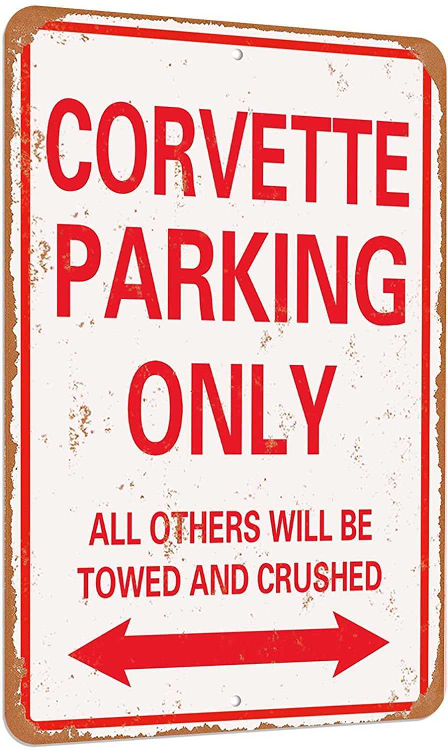 Corvette Parking only Vintage Look Funny Mental tin Sign-8 X 12 inches-Aluminum-image-762277592