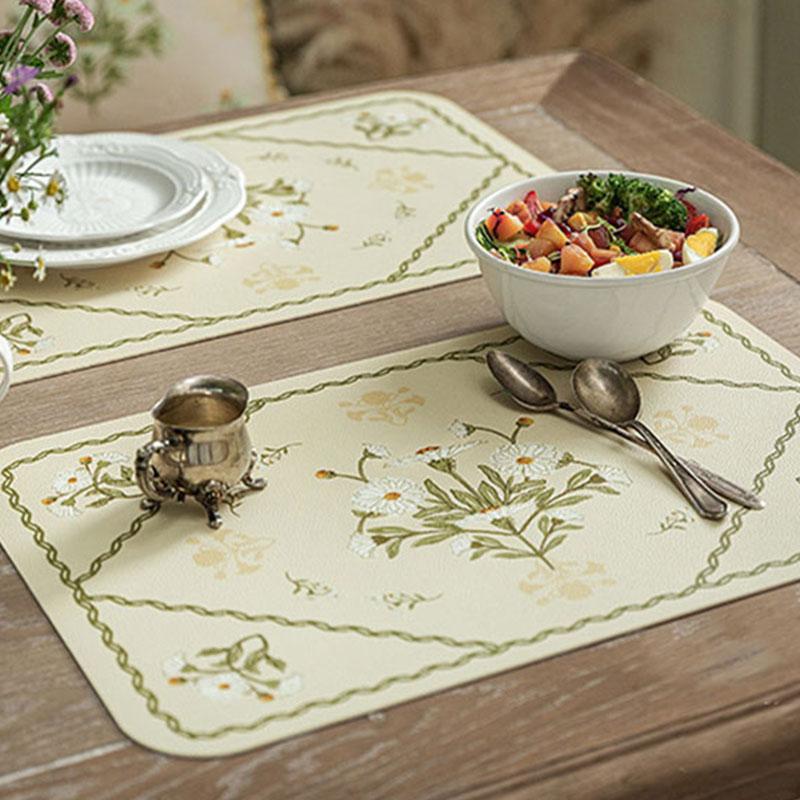 

Mats & Pads Leather Printed Placemat American Pastoral Western Food Table Mat Waterproof Oil Proof Rectangle Placemats Home Decor