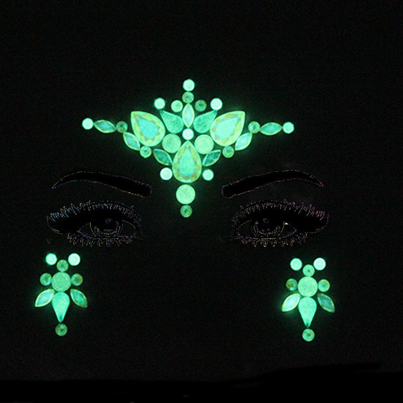

Party Decoration Luminous Face Jewels Christmas DIY Eyebrow Body Art Adhesive Crystal Festival Eye Stickers Makeup Decor Cosplay Ramadan