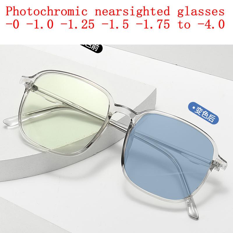 

Sunglasses Transition Pochromic Myopia Glasses For Women Men Metal Frame UV Oversized Prescription Eyeglasses 0 -1.0 NXSunglasses