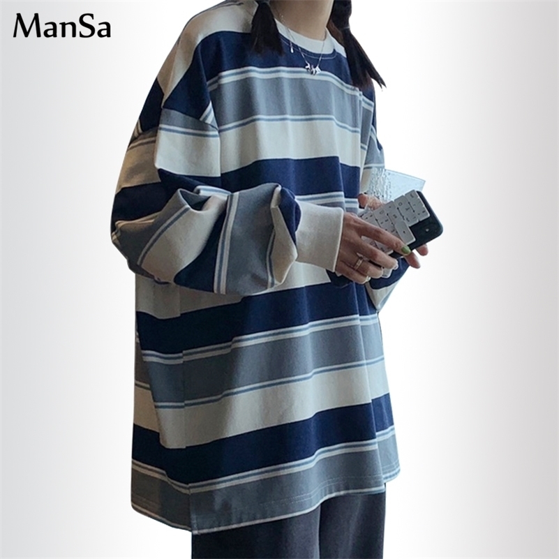 

spring autumn Striped hoodies women fashion Long Sleeve Hoodie Sweatshirt Harajuku Jumper cotton Pullovers Casual oversized Coat 220813, Xian 261 lan