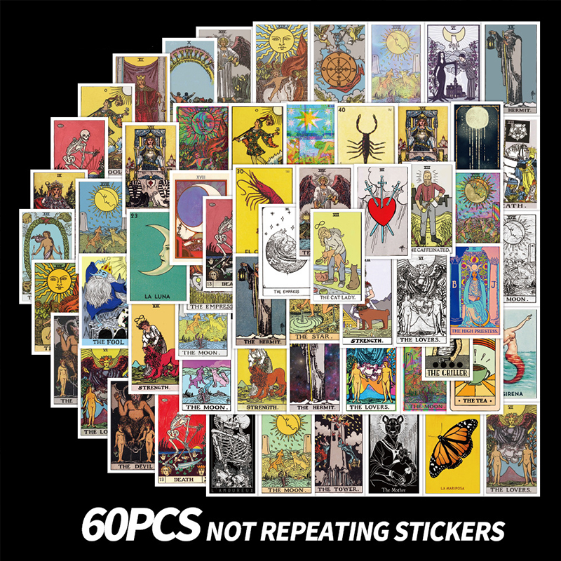 

60 tarot cards graffiti stickers car motorcycle decoration water cup mobile phone computer skateboard, Customize