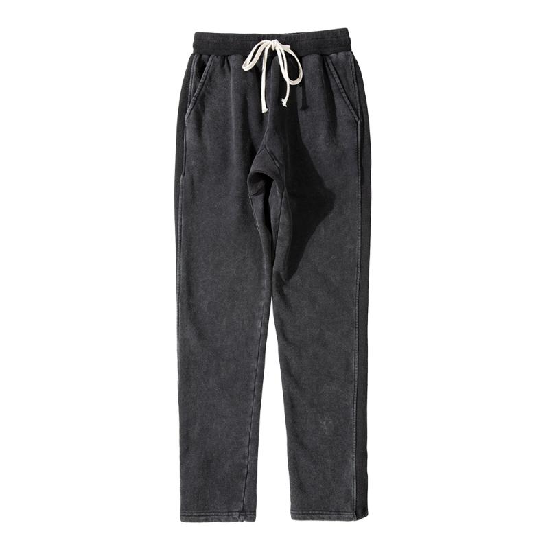 

Men's Pants Washed Vintage Distressed Sweatpant Men Streetwear Solid Color Slim Fit Sweat Trousers Heavy Wash Drop Crotch Baggy Joggers, Black