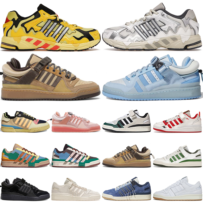 

Bad Bunny x Forum Buckle Low Casual Shoes Yellow Cream Blue Tint Core Benito Crew Green men women outdoor trainers designer sneakers, Chalk white gum