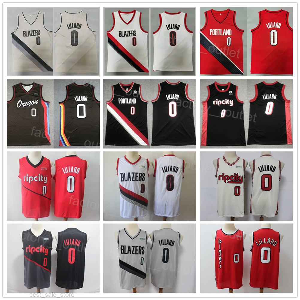 Homme Top Basketball Damian Lillard Jersey 0 Pour les fans de sport Respirant Pur Coton Équipe Couleur Rouge Gris Beige Blanc Noir Tout Cousu