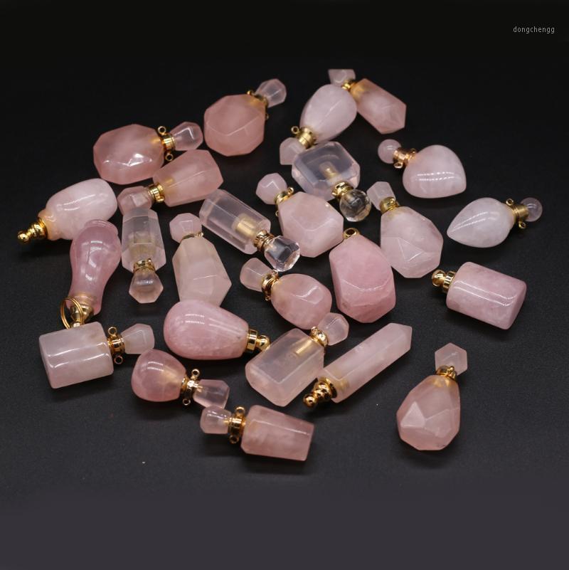 

Pendant Necklaces 2022 Style Natural Stone Perfume Bottle Irregular Rose Quartz For Jewelry Making DIY Necklace Accessory