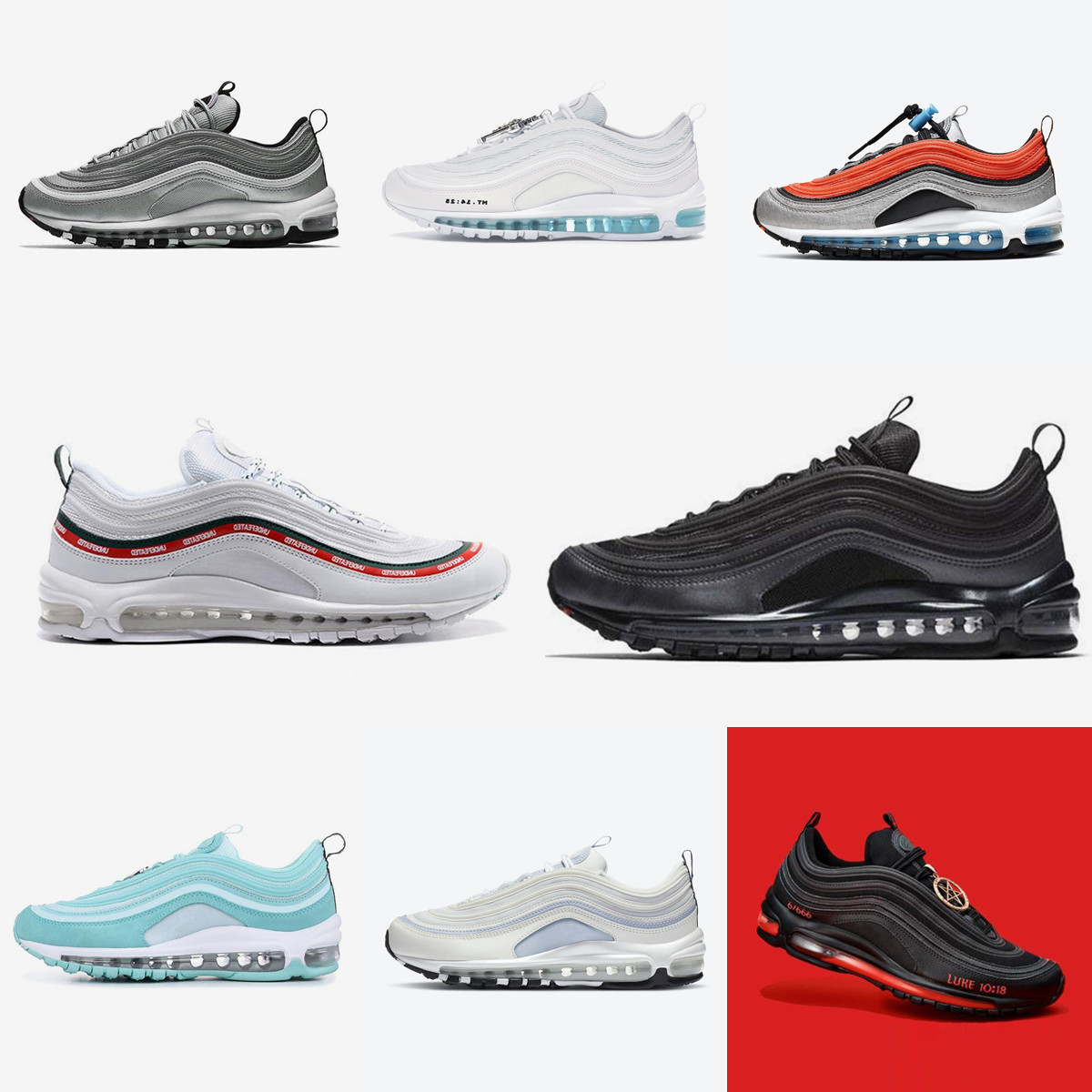 

2022 New 97 mens running shoes OG x UNDEFEATED Black Summit Triple White Metalic Gold 97s Sliver Bullet Ghost USA Jesus Puerto Rico Easter Gold Women Sports Sneaker, Bubble bag