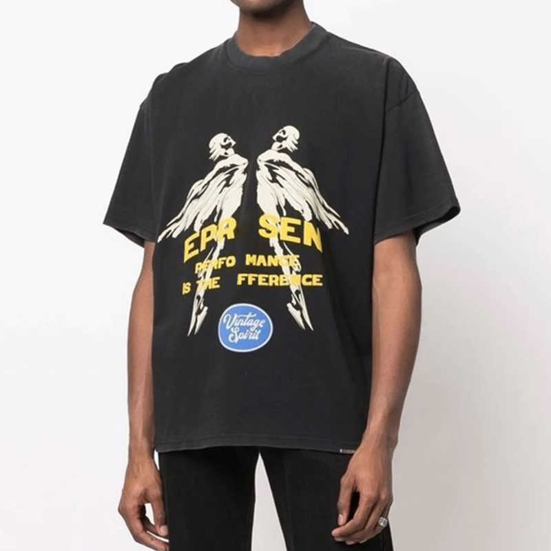 

REPRREESENT VINTAGE SPIRIT Letter Printed Tee Fashion T-Shirt Man Women Summer casual beach hip hop FZTX1208, Black