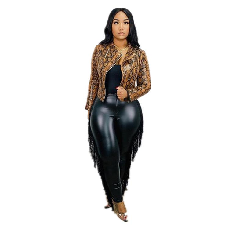 

Women's Plus Size Pants Spring And Autumn Trousers High Waist Slim Sexy Tassel Bag Hip Ninth Women's Leather 5XL Wholesale DropWomen's, Black