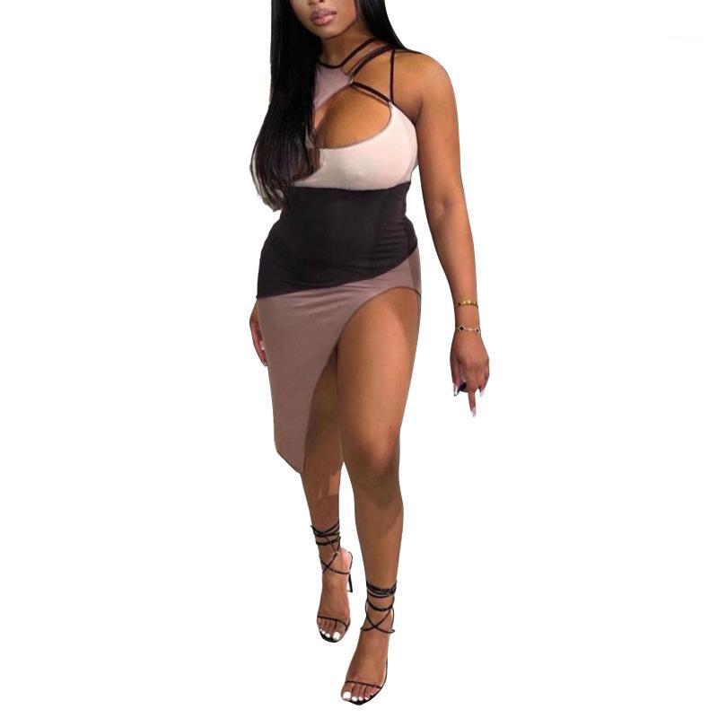 

Casual Dresses Women Close-fitting Slip Dress, Apricot Variegated Color Sleeveless Hollow Out , / M/ L/ XL/ XXL