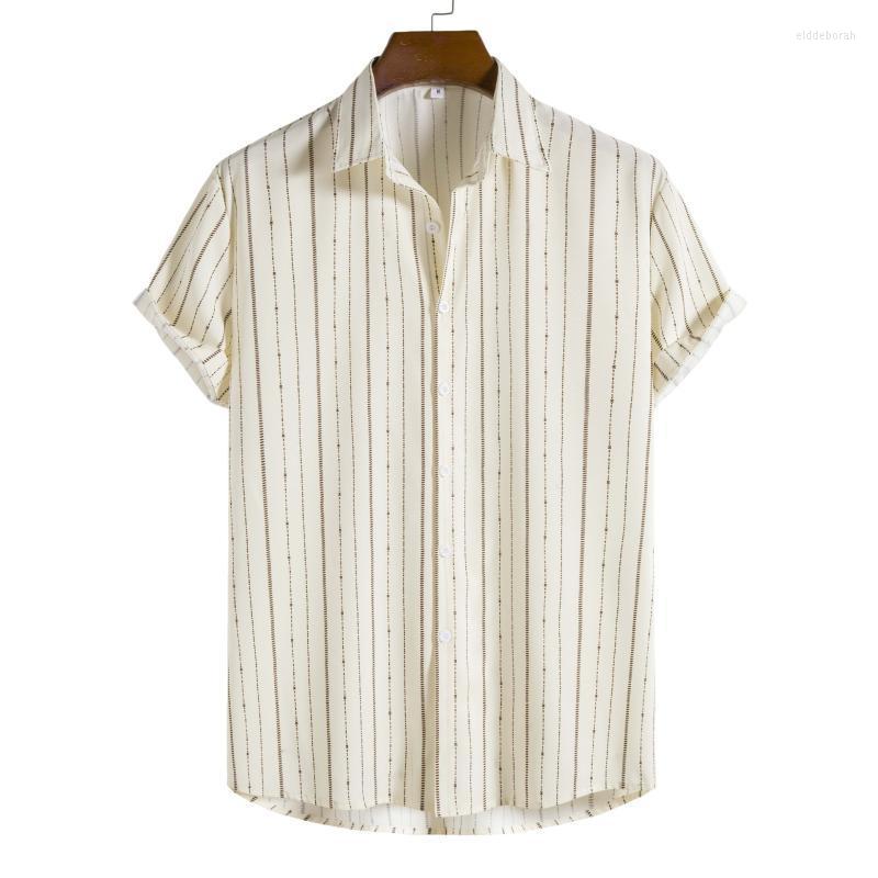 

Men' Casual Shirts Mens Stylish Striped Short Sleeve Button Down Beach Hawaiian Shirt Summer Party Vacation Clothing Camisas XXLMen' Eldd2, As picture show
