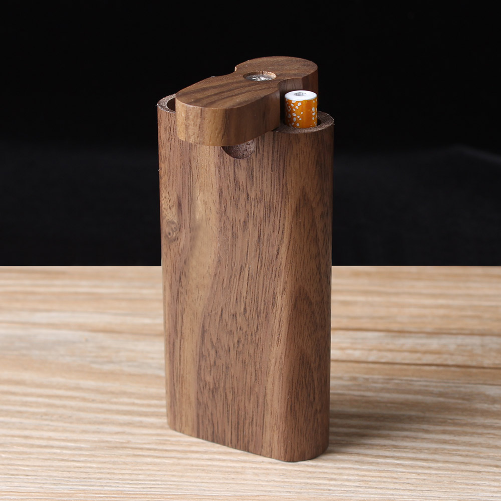 Walnut wooden dugout box for smoking pipe food grade healthy with one hitter bat-image-765247846