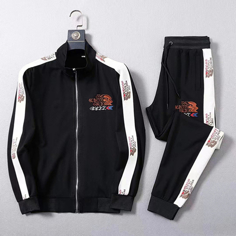 

Men Women tracksuits high quality two pieces set jacket & pants with letters and strips printed gg456