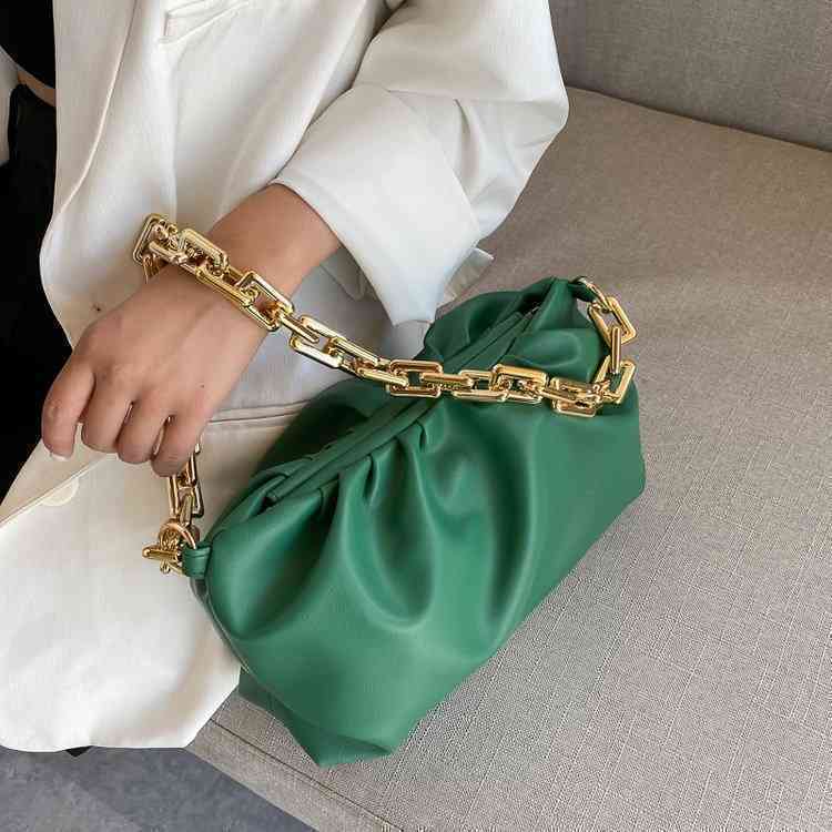 

Cloud Venetas Bottegas Bag Fashion Spring and Summer Texture Single Shoulder Women's Foreign Style Chain Fold Net Red MessengerK 9W3G, Light green.
