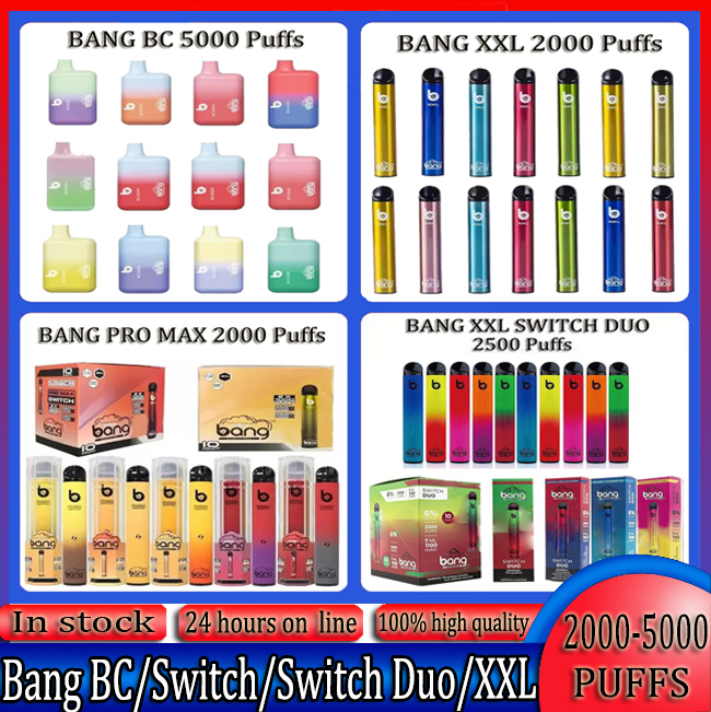 

Bang Pro Max Switch XXL DUO BC Disposable Electronic Cigarettes 2 IN 1 Device 8ml Pods 1100mah 2000 2500 5000 Puffs Vape Pen Factory Wholesale
