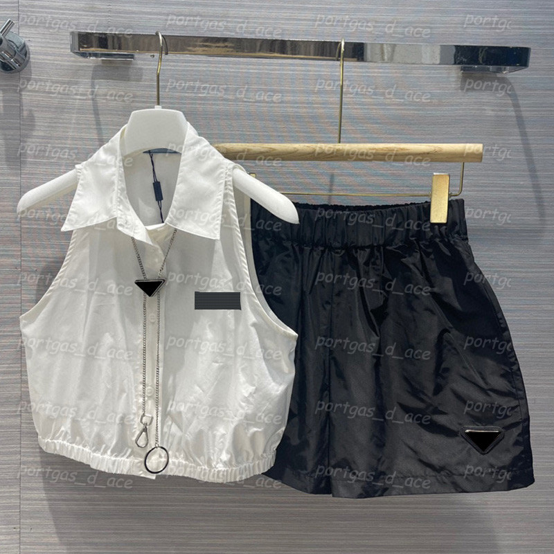 

Womens Tanks Shorts Set Sexy Sleeveless Zipper Vest for Women Summer Fashion Casual Shorts, Tops +shorts with label