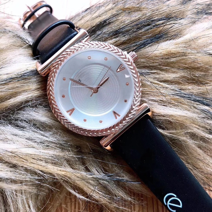 

Brand Wrist Watches Fashion Women Ladies Girl Luxury Leather Strap Quartz Clock VE 07, Rose gold black white