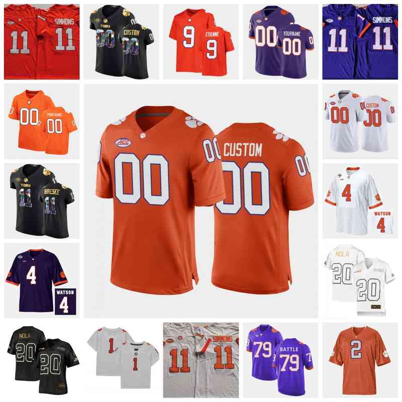 

Xflsp College Custom Clemson TG Stitched Football Jersey 2 Mark Fields, 9 Brian Dawkins Jr. 16 Will Swinney 13 K.J.Henry 3 Amari Rodgers 3, Youth white