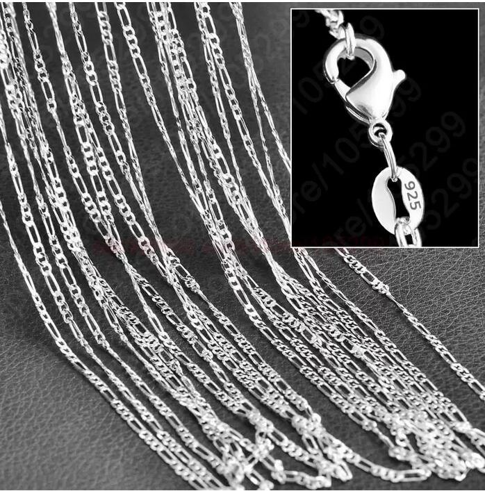 

10pcs/Lot 2mm Figaro Chains 925 Sterling Silver Jewelry for DIY Necklace Chain with Lobster Clasps Size 16 18 20 22 24 26 28 30 Inch