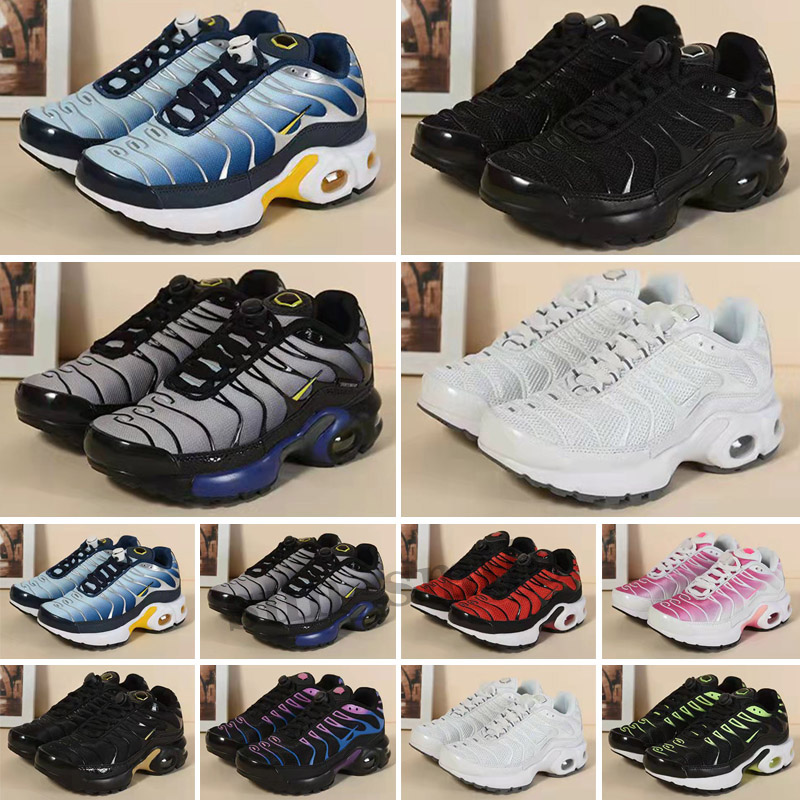 

TN Kids Running Shoes enfant Breathable Soft Sports Chaussures Boys Girls Tns Plus Sneakers Youth requin Trainers Size 28-35, Color 7