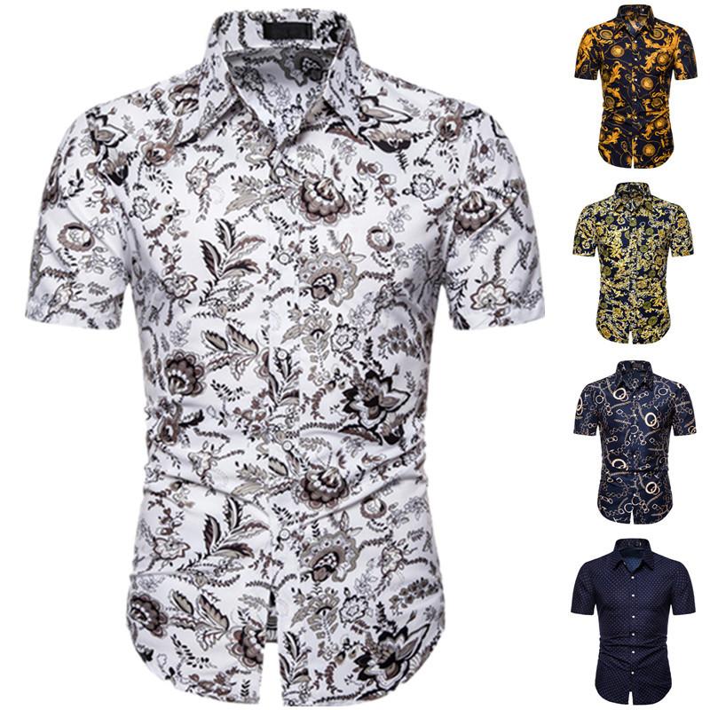 

Men's Casual Shirts -5XL Dot-Print Business For Summer Short Sleeve Regular Large Size Formal Clothing Mens Office Button Up BlousesMen's, Dk10