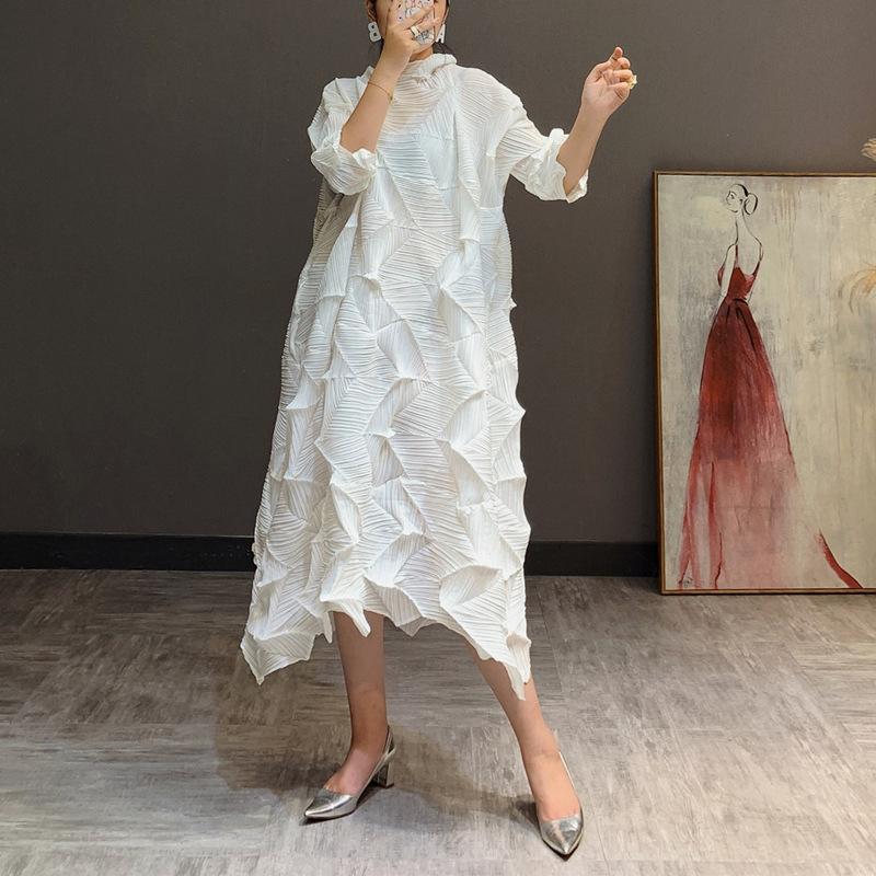 

Party Dresses VANOVICH 2022 Spring And Summer Solid-color Dress Women Temperament Half Sleeve Solid Color Casual Clothing, Blue