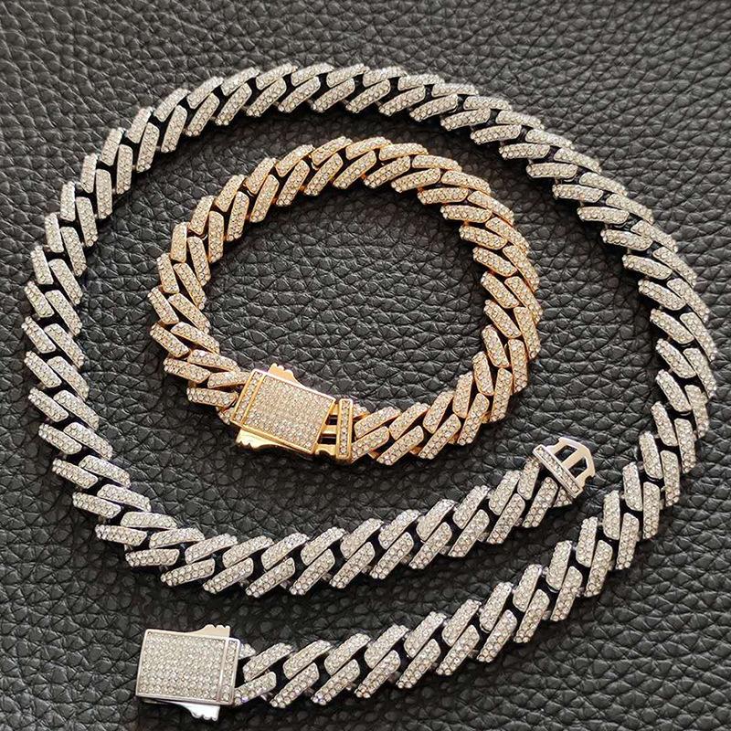 

Chains 12mm Wide 316L Stainless Steel Bling Iced Out Rhombus Cuban Link Chain Chokers Necklaces For Men Hip Hop Rapper JewelryChains