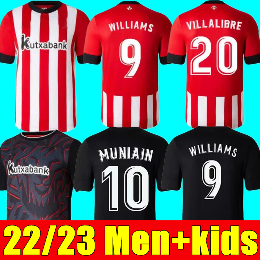 

22 23 home away soccer Jerseys Athletic Bilbao WILLIAMS MUNIAIN BERENGUER SANCET I.LEKUE I.MARTINZ RAUL GARCIA 2022 2023 men kids kit set football shirts uniform, Adult away