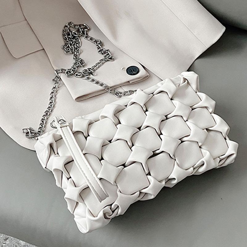 

Evening Bags Women 2022 Chain Strap Shoulder Bag Ladies Leather Clutches Luxury Purse Female Vintage HandbagEvening, White shoulder bag