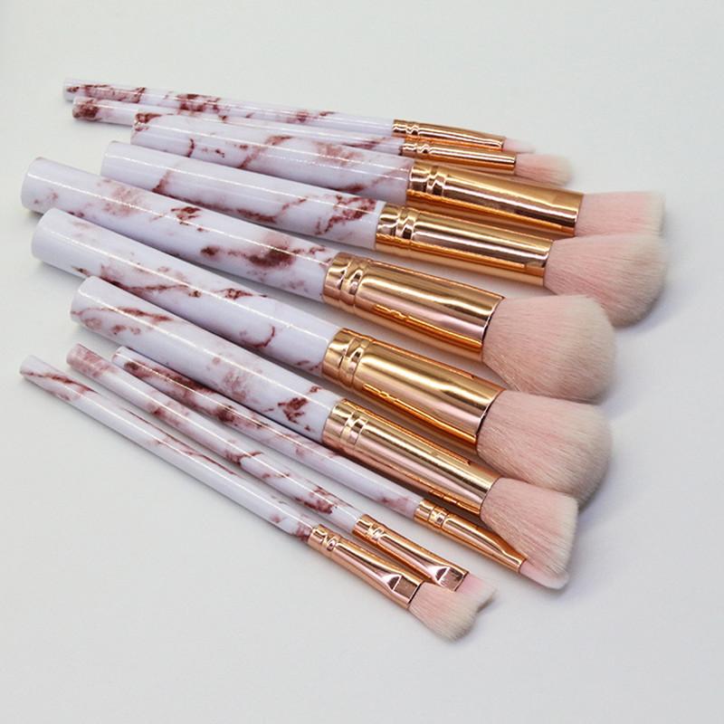 

Makeup Brushes 10Pcs Tool Cosmetic Set Beauty Powder Foundation Eye Shadow Eyebrow Fan Blush Blending Make Up Brush Kit