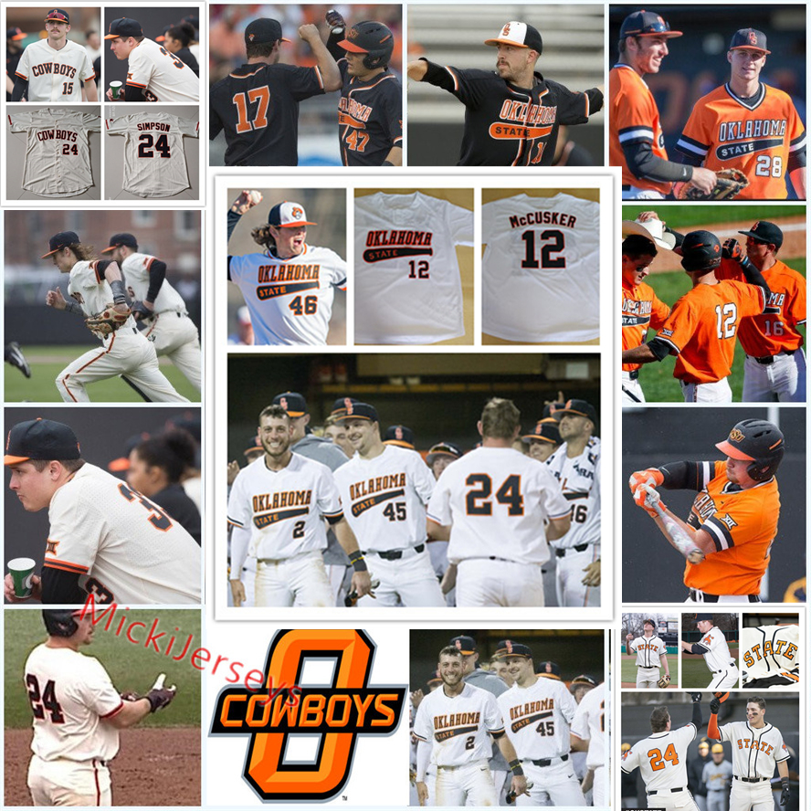 

2022 NCAA Custom Oklahoma State Cowboys Stitched College Baseball Jersey 30 John Kelly 1 Huey Morrill 10 Eric Walker Nolan McLean 47 Tucker Elliott Jersey OSU Jerseys, Orange