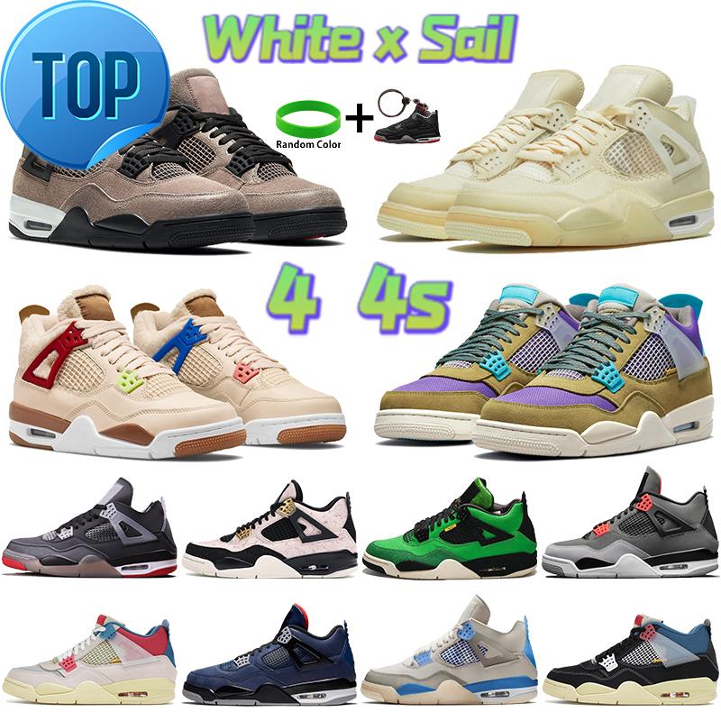 

White X Sail 4 Basketball Shoes 4s Men Sneakers Manila Taupe Haze Grey Bred Guava Ice Infrared Rasta Encore Men Women Trainers Us 5 .5 -13, 19. georgetown