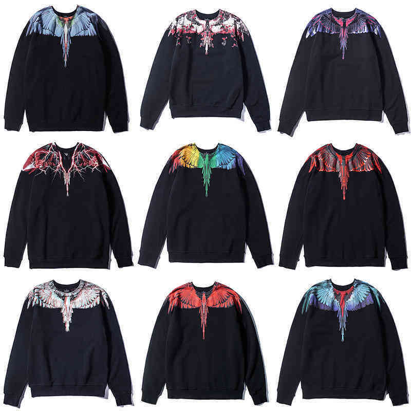 

Sweater Marcelos Burlon High Quality Tide Br Mb Bodysuit Couple Men Women Water Drop Black White Yin and Yang Flame Wing Feather Long Sleeve, 66