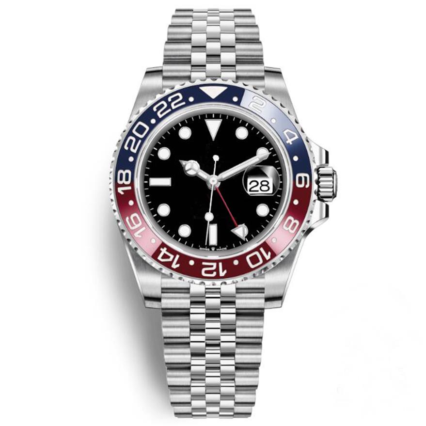

Mens Wristwatch Blue Red Ceramic Bezel Stainless Steel Pepsi Watch Automatic Movement Limited Jubilee Master Montre Femme211c