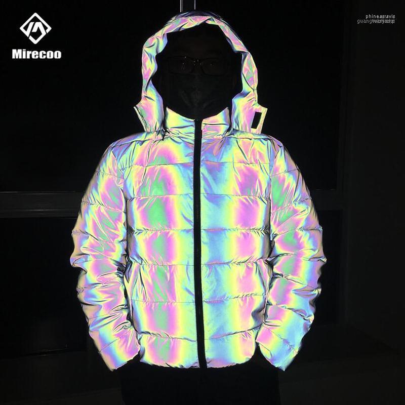 

Puffer Laser Reflective Winter Jacket Men Rainbow Padded Jackets Parka Coat Fashion Hip Hop Clothes Streetwear1 Phin22, Black