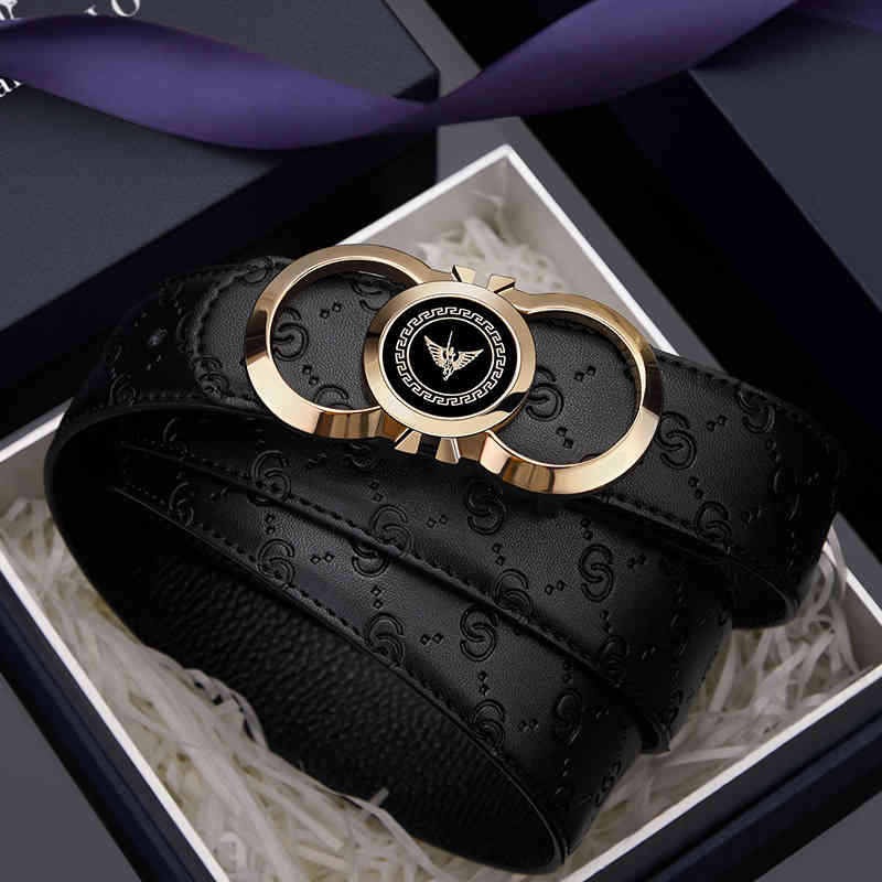 

Belts Emperor Paul leather belt men's smooth buckle fashion business leisure brand pure cow pants WO7N, Black