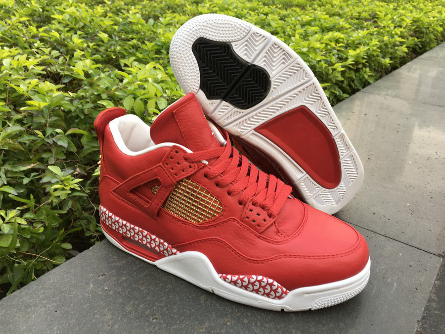

mpman 4 4s mens basketball shoes red shoe upper and gold color sports shoes full size shipping with shoe box 4047 5, #1