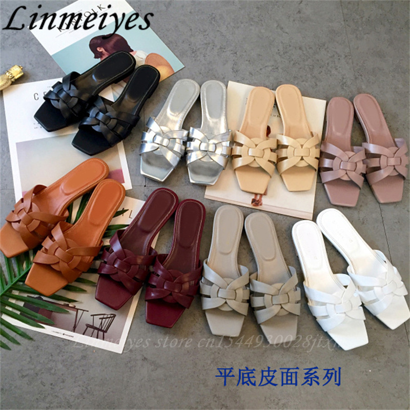 

Designers Women Slippers 2022 Fashion Scuffs Slides Trendy Ladies Womens Summer Sandals Beach Slide Ladies Weave Leather Cross Shoes Casual Easy To Wear Slipper