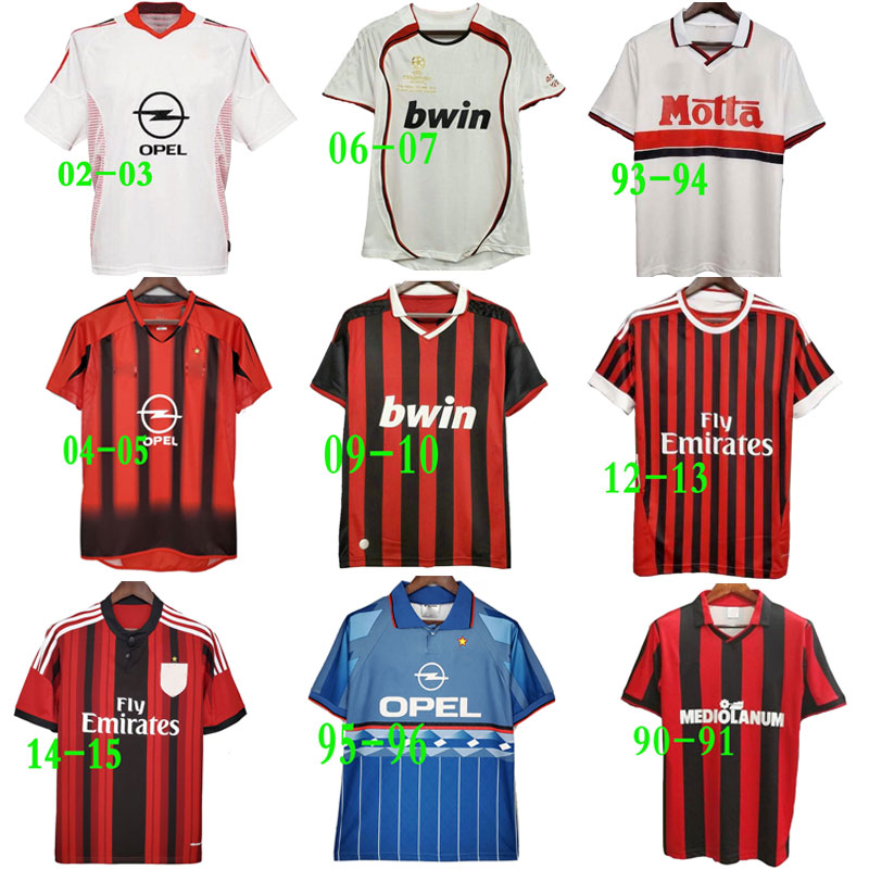 

Retro home 96 97 99 Gullit SOCCER JERSEY 02 03 04 05 Maldini Van Basten football RONALDO KAKA Inzaghi 06 07 09 10 Rivaldo SHEVCHENKO Baresi Nesta Seedorf AC MILANs, 93/94