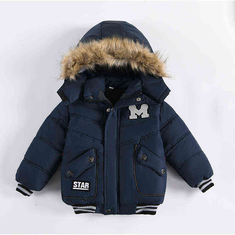 

2022 New Autumn And Winter Keep Warm Toddler Boys Coat Fashion Hooded Zipper Children Outerwear 2 3 4 Year baby Kids Clothing J220718, As shown in the picture