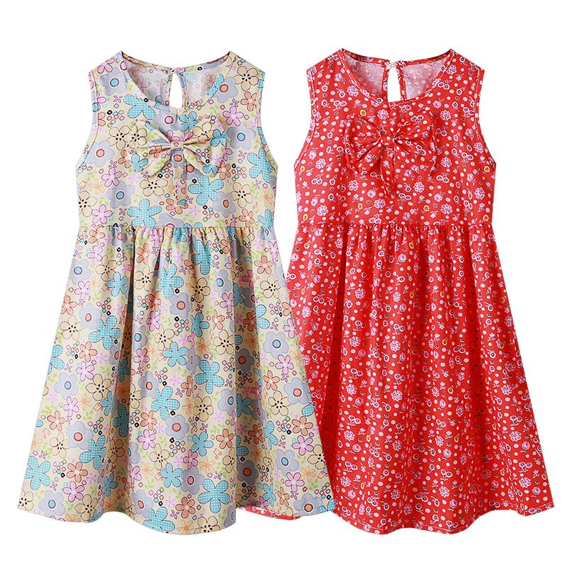 

Girl's Dresses Summer Girls Clothes Baby Princess Dress For Flower Print Kids Vest 3T 9T Toddler Child DressesGirl's, Tq blue flower bow