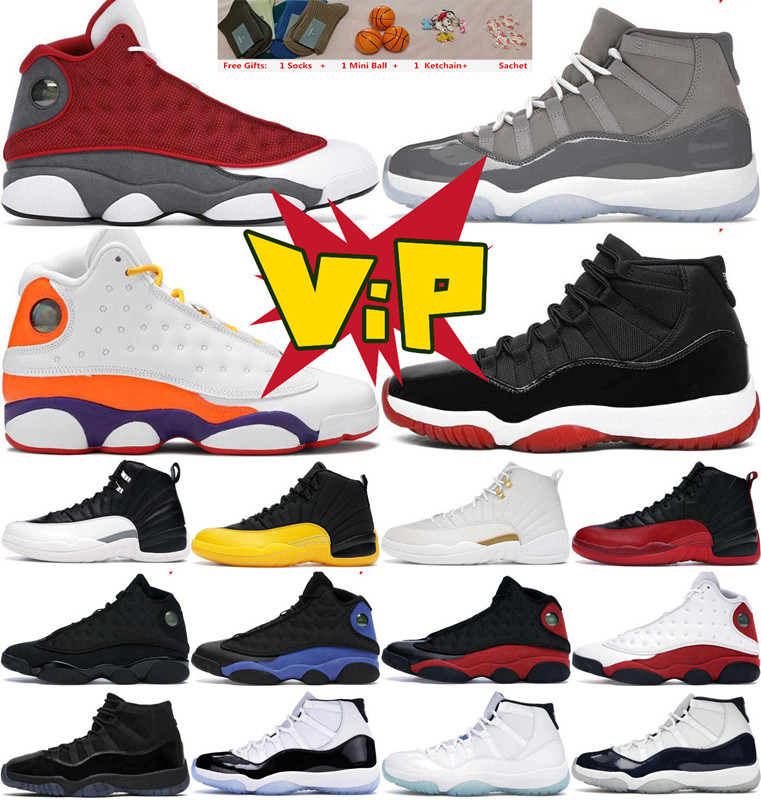 Designer 13 11 Chaussures de basket-ball hautes Rouge tonnerre Bred White Oreo University Blue 4s chat noir élevé 11s Cool gris Casquette et robe