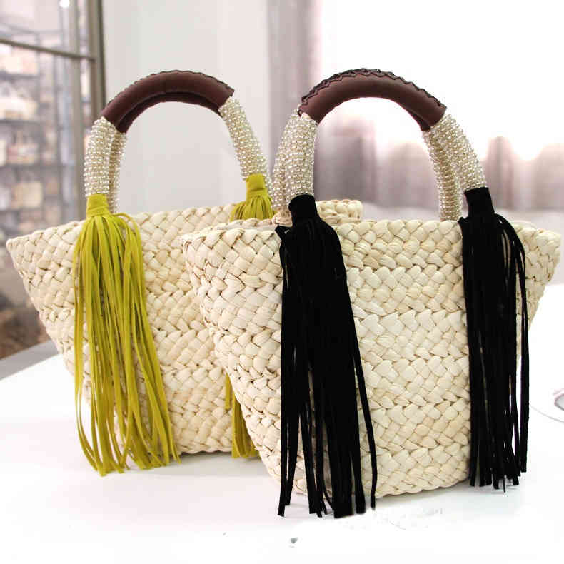 

Straw Bag Leisure Hand-held Women's Bag Summer Beach Holiday Bag Large Quantity and High Quality 220614, Black