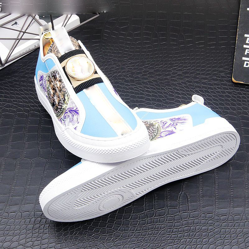 

Men Shoes Print Color Pu Flat Sole Slip on Classic Comfortable Firm Sewing Fashion Non Slip Casual Sports Shoes DH1011-2, Clear